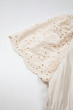 Apricot Plus Size V Neck Lacy Embroidery Patchwork Short Sleeve Maxi Dress