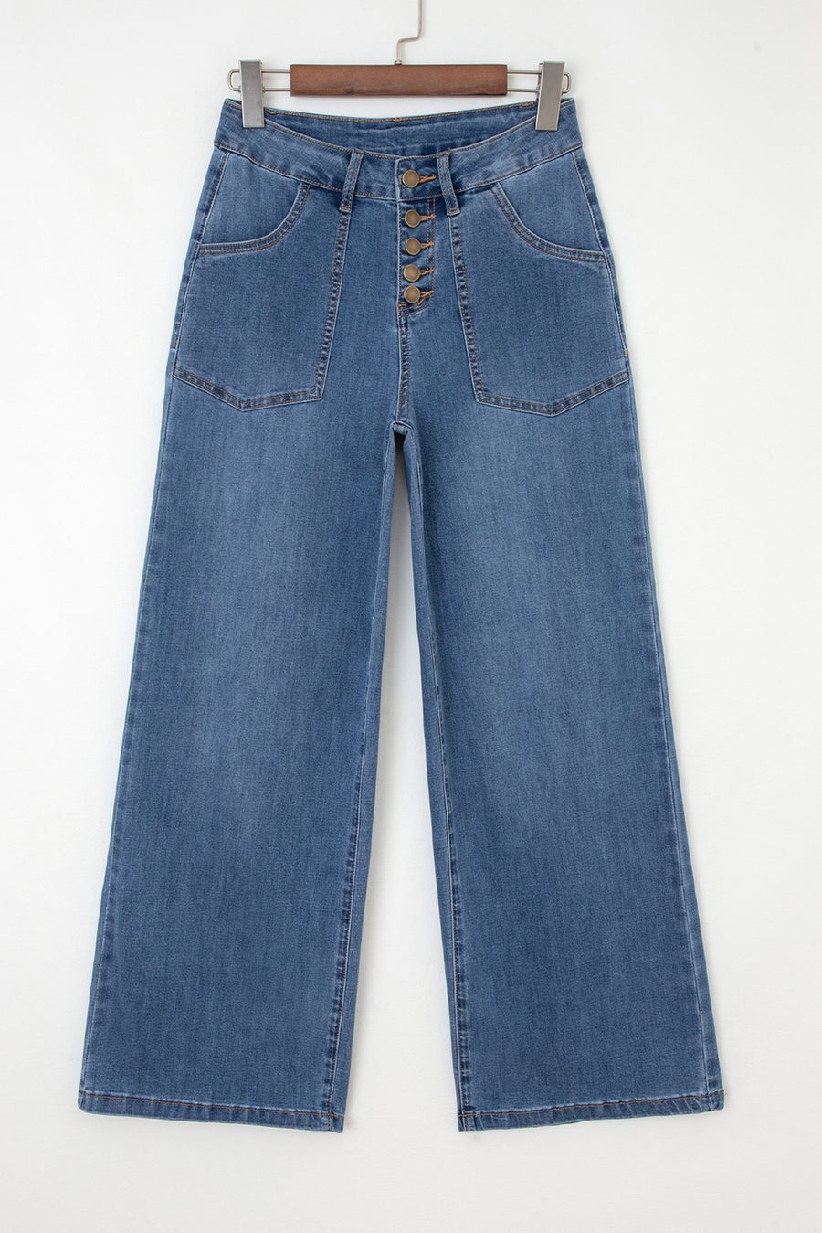 Ashleigh Blue Multi-Button High-Waist Wide Leg Jeans