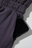Cut-Out Back Drawstring Knit Romper- 2 Colors