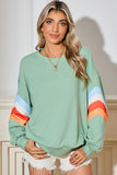 Striped Arm Drop Sleeve Loose Sweatshirt- 2 Colors
