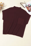 Green Pocket Ribbed Knit Short Sleeve Sweater- 9 Colors