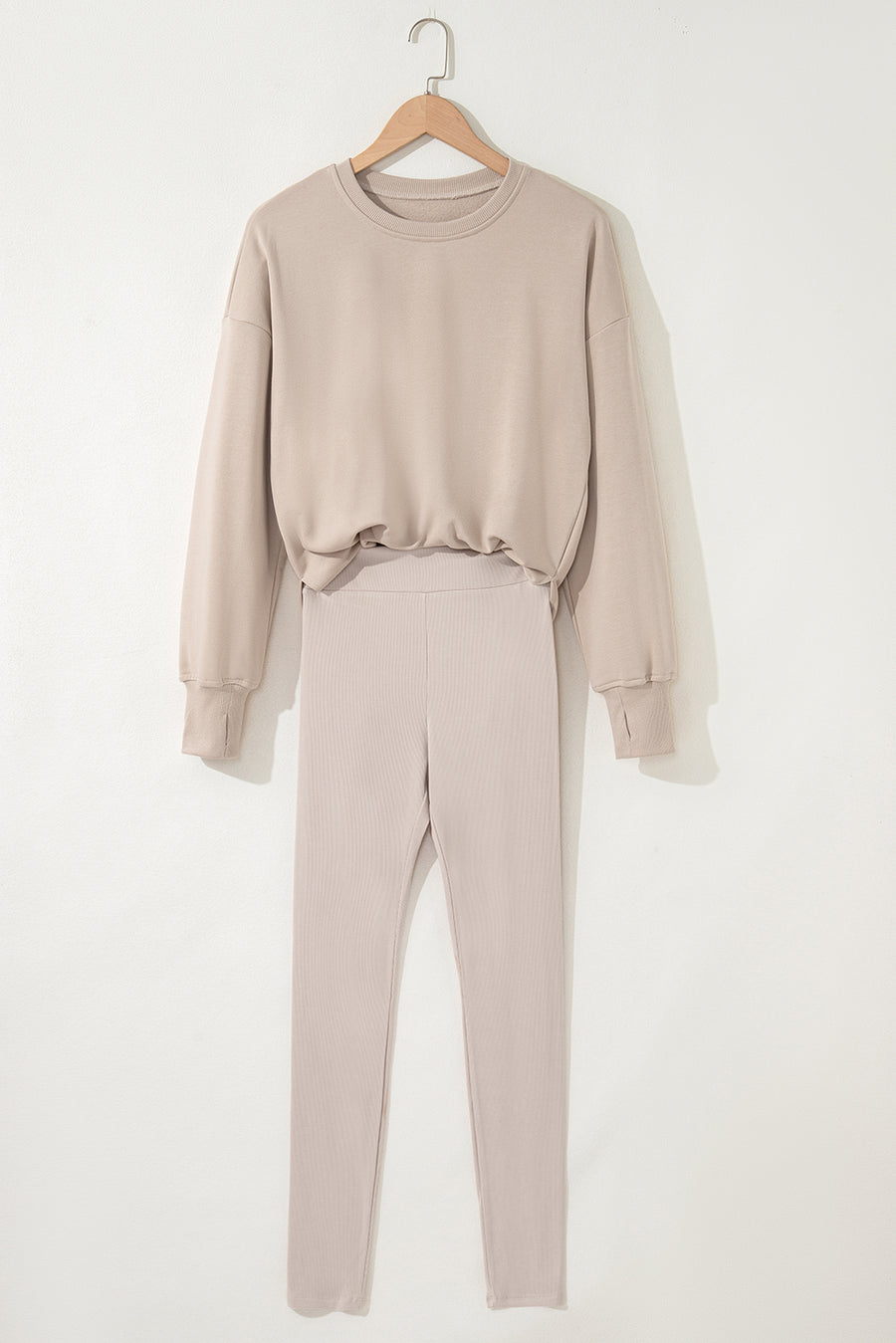Oversized Split Hem Sweatshirt & Ribbed Leggings Set- 3 Colors