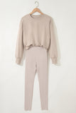 Oversized Split Hem Sweatshirt & Ribbed Leggings Set- 3 Colors