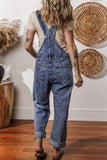 Mineral Wash Blue Straight Leg Denim Overalls