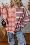Striped Exposed Seam Patchwork Loose Fit Sweater- 4 Colors