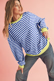 Striped Contrast Trim Oversized Sweatshirt- 4 Colors