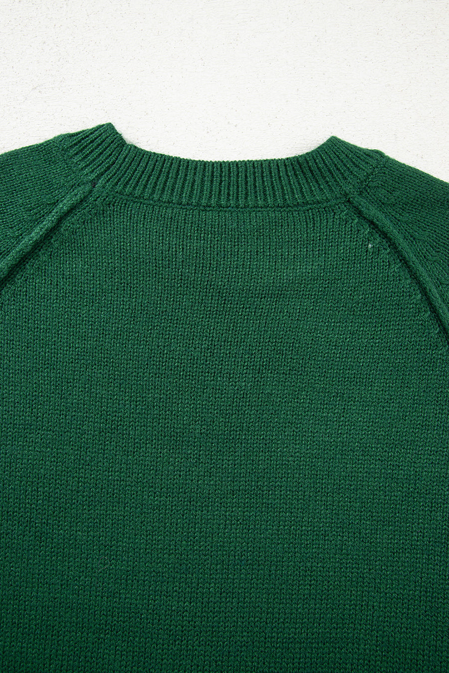 Evergreen Exposed Seam Raglan Sleeve Crew Neck Sweater