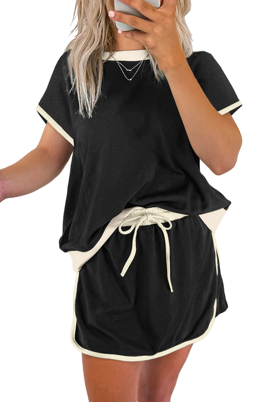 *Pre-Order* Color Block Drop Shoulder T-Shirt and Skort Set- 5 Colors