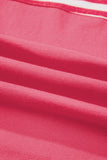 Pink Stripe Color Block Patchwork Drop Shoulder Long Sleeve High-Low Top