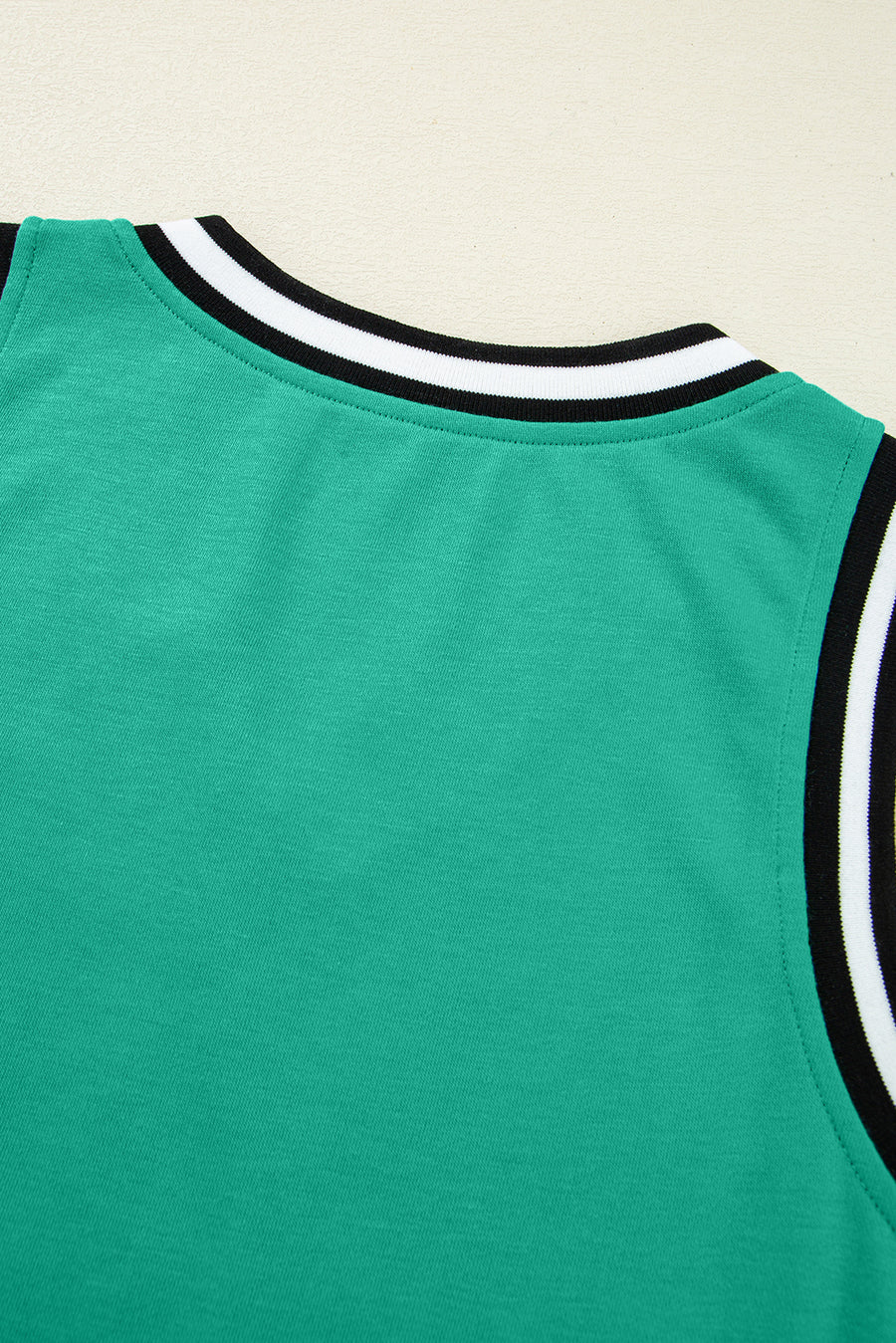 Green Contrast Trim V-Neck Sleeveless Mini Dress