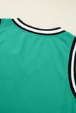 Green Contrast Trim V-Neck Sleeveless Mini Dress