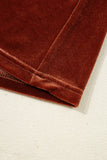 Clay Elastic V-Neck Puff Sleeve Flowy Velvet Dress