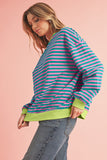 Striped Contrast Trim Oversized Sweatshirt- 4 Colors