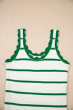Scalloped Edge Striped Ribbed Tank Top- 2 Colors