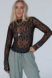 Floral Lace Sheer Long Sleeve Slim Fit Top- 3 Colors