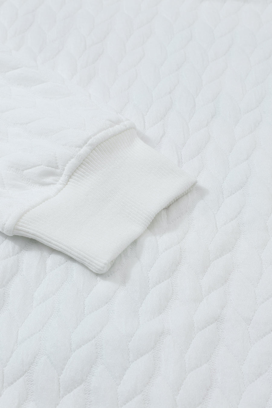 White Chenille Letter Patch Quilted Sweatshirt- 2 Styles