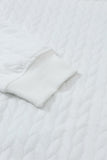 White Chenille Letter Patch Quilted Sweatshirt- 2 Styles