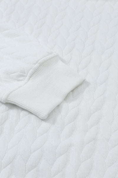 White Chenille Letter Patch Quilted Sweatshirt- 2 Styles