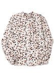 Leopard Print Mock Neck Long Sleeve Pleated Blouse- 2 Colors