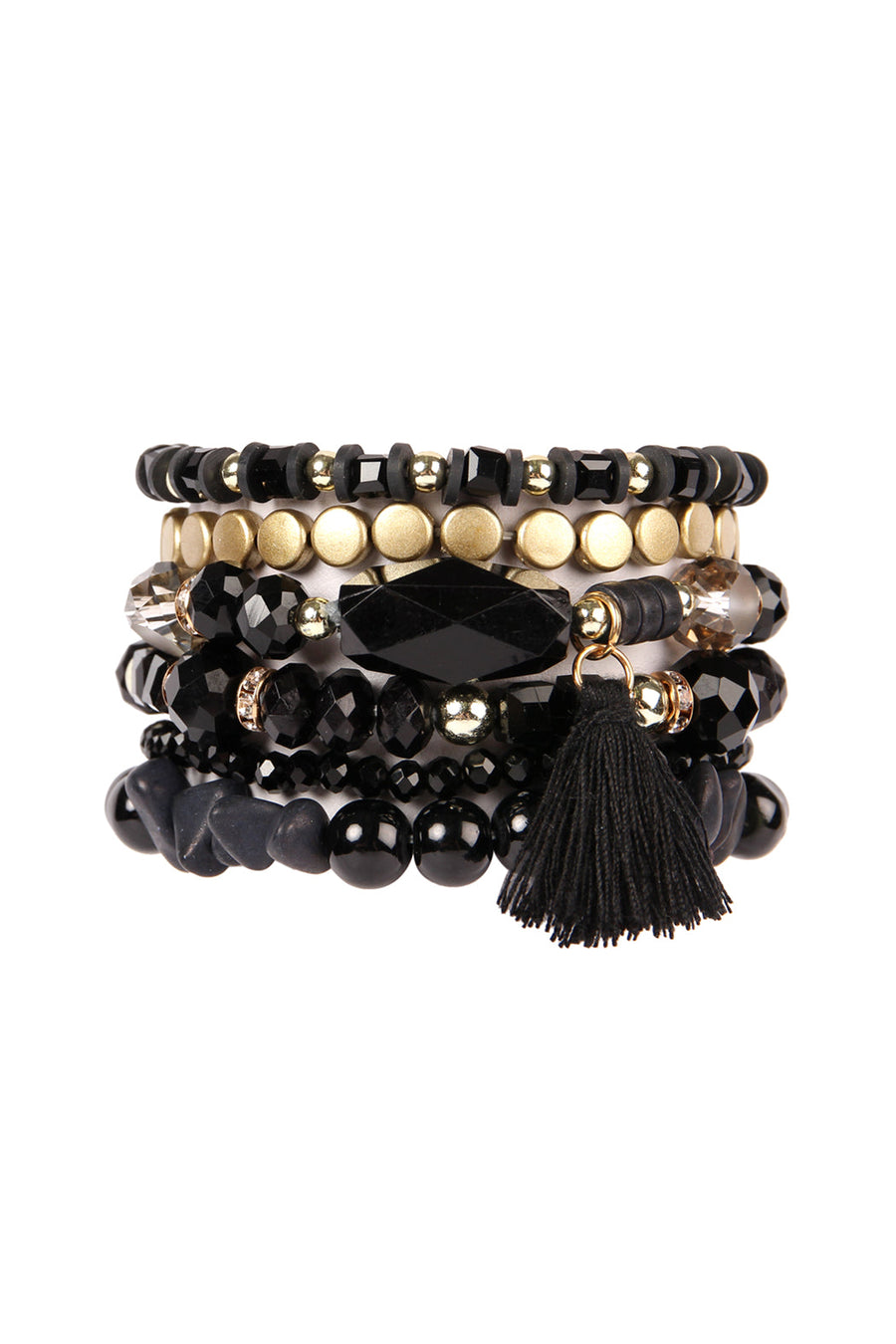 Beaded Stretch Tassel Charm Bracelet- 8 Colors