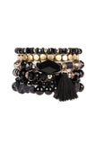 Beaded Stretch Tassel Charm Bracelet- 8 Colors