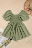 Valerian Square Neck Ruched Puff Sleeve Romper