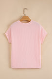 Twist Ribbed Color Block Pocket Crew Neck T-Shirt- 4 Colors