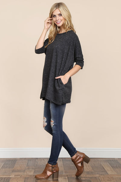 Oversized Drop Shoulder Pocket Tunic- 3 Colors