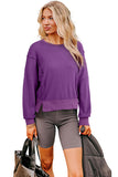 Thermal Knit Drop Shoulder Split Hem Sweatshirt- 2 Colors