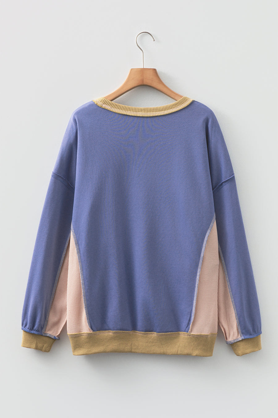 Color Block Waffle Knit Patchwork Oversized Sweatshirt- 3 Colors
