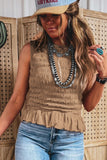 Shirred Slim Fit Ruffle Hem Tank Top- 2 Colors