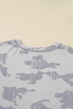 Multicolour Camouflage Print Round Neck Plus Size Sweatshirt