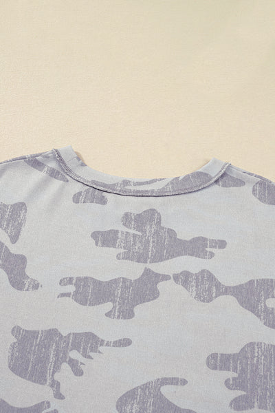 Multicolour Camouflage Print Round Neck Plus Size Sweatshirt