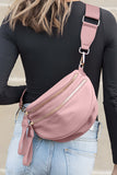 Wide Strap Double Zipper Crossbody Bag- 9 Colors
