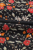 Black Floral Collared Button-Up Lantern Sleeve Blouse