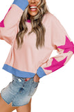 Star Patchwork Exposed Seam Oversized Sweatshirt- 3 Colors