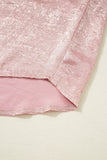 Metallic Pink Button-Up Short Sleeve Shirt
