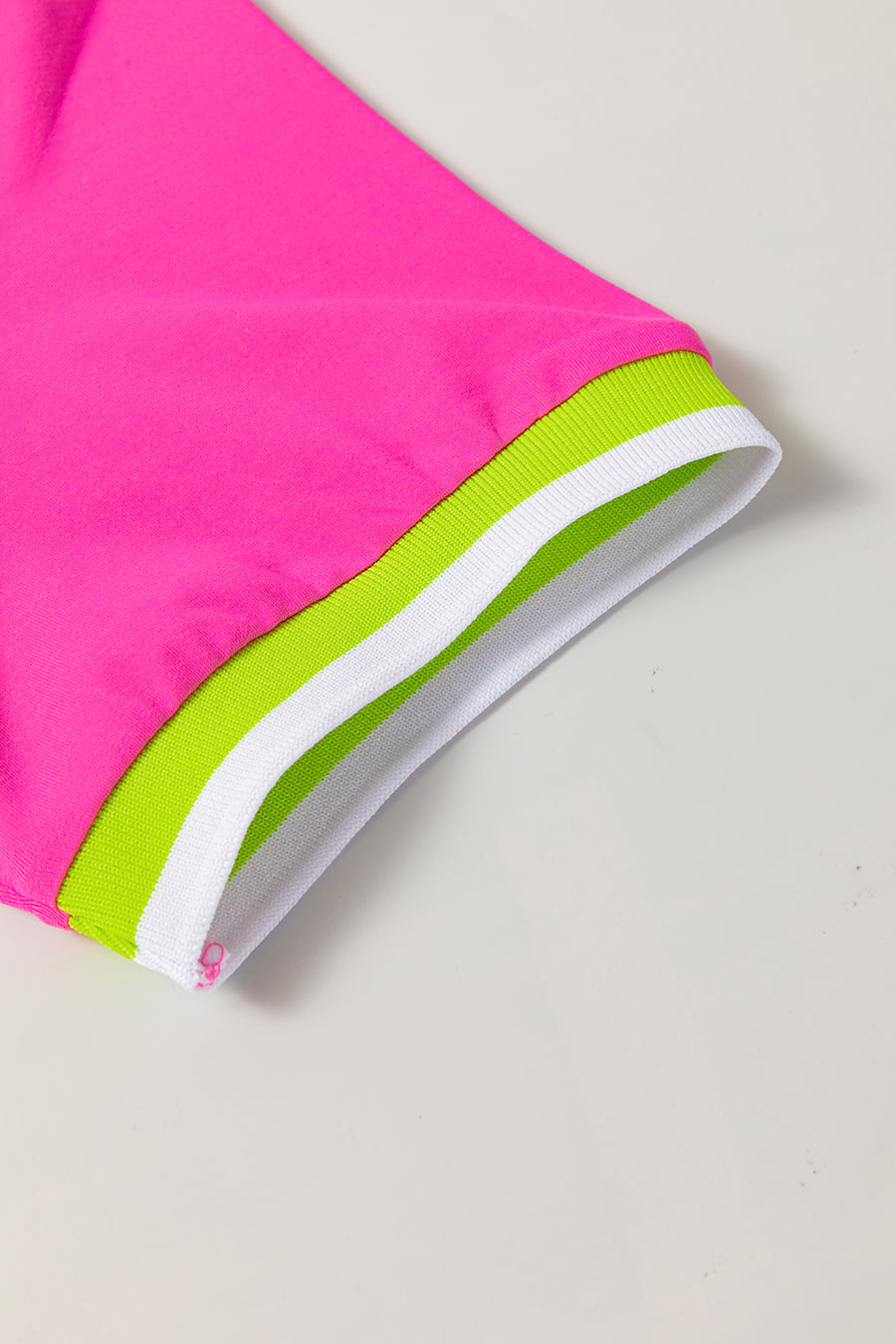 Neon Pink Contrast Neckline T-Shirt Mini Dress