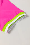Neon Pink Contrast Neckline T-Shirt Mini Dress