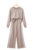 Varsity Striped Cropped Sweatshirt and Wide Leg Pants Matching Set- 5 Colors