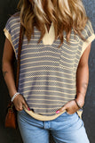 Striped Contrast Trim Sleeveless Collared Sweater- 3 Colors