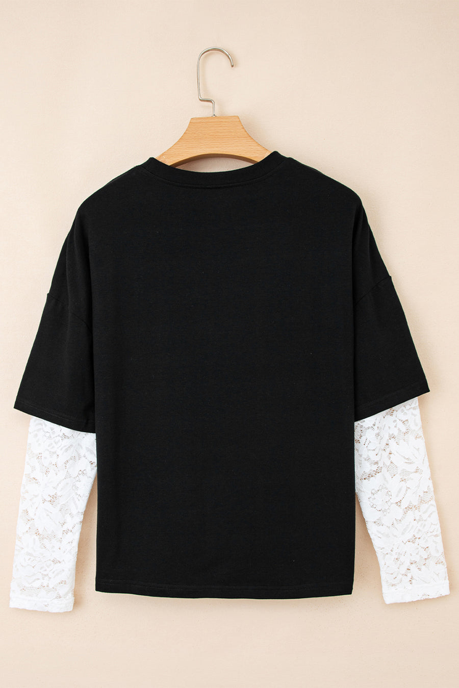 Lace Long Sleeve Drop Shoulder T-Shirt- 2 Colors