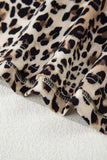 Leopard Print Contrast Trim Crew Neck Long Sleeve Top