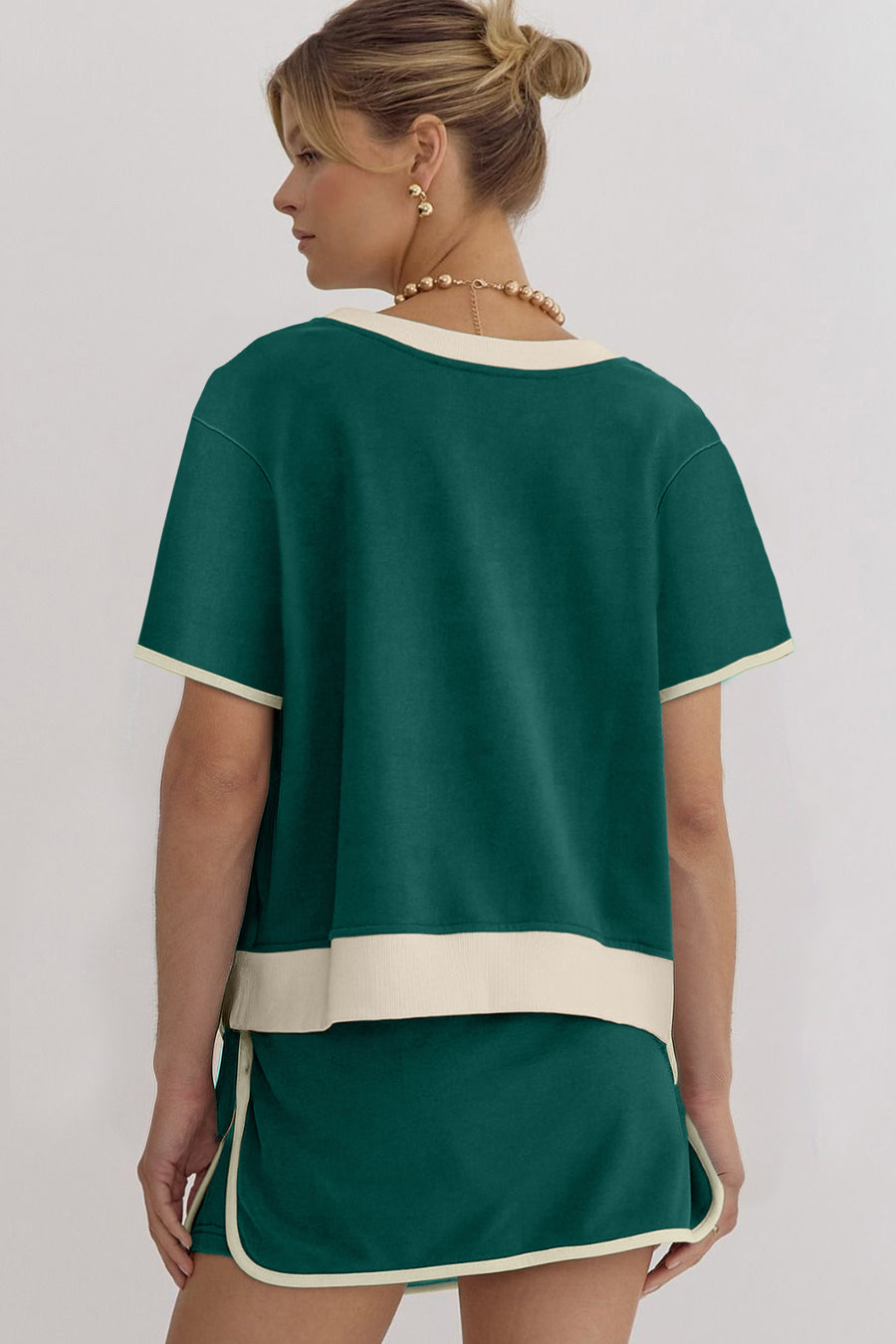 *Pre-Order* Color Block Drop Shoulder T-Shirt and Skort Set- 5 Colors