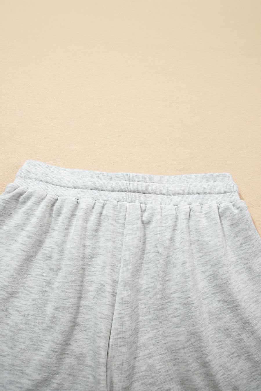 Light Grey & Pink Color Block Raw Hem Pullover Sweatshirt and Shorts Set