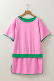 Plus Size Contrast Trim T-Shirt and Skort Two Piece Set- 3 Colors