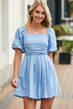 Valerian Square Neck Ruched Puff Sleeve Romper