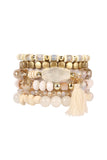Beaded Stretch Tassel Charm Bracelet- 8 Colors