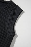 Black Textured Cap Sleeve T Shirt Shift Mini Dress