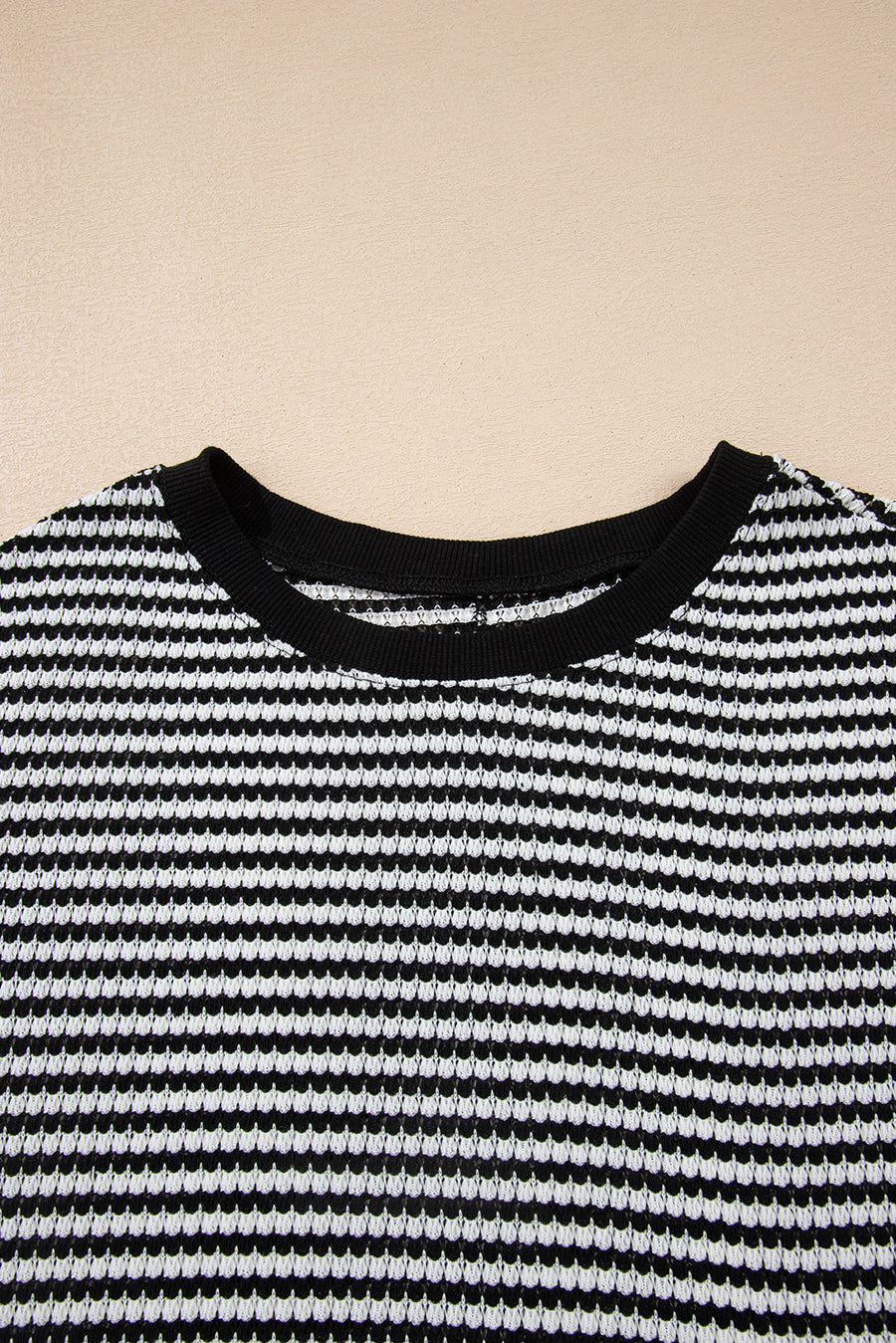 Striped Ribbed Exposed Seam Long Sleeve Oversized Top- 3 Colors
